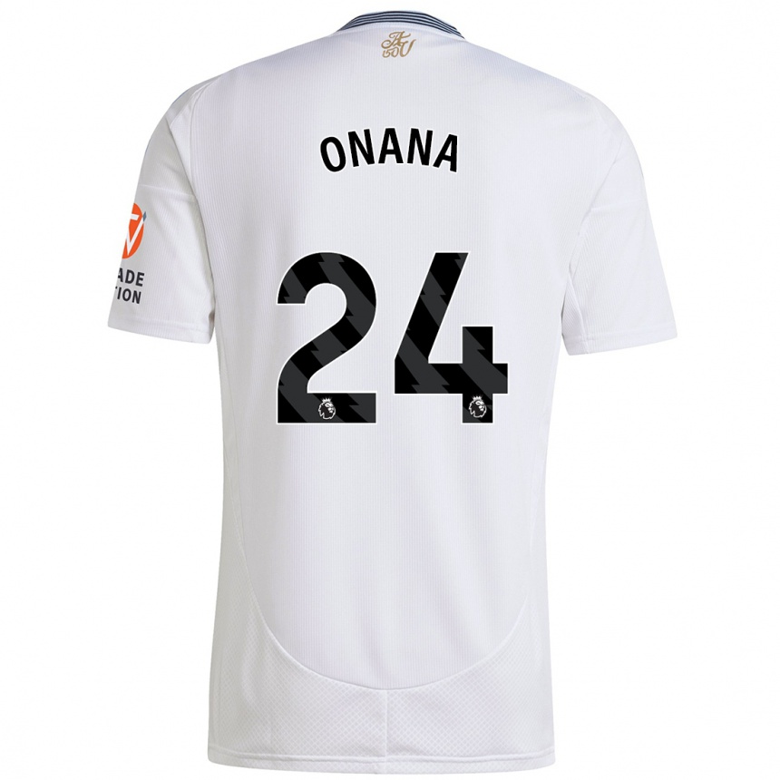 Niño Fútbol Camiseta Amadou Onana #24 Blanco 2ª Equipación 2024/25 Argentina