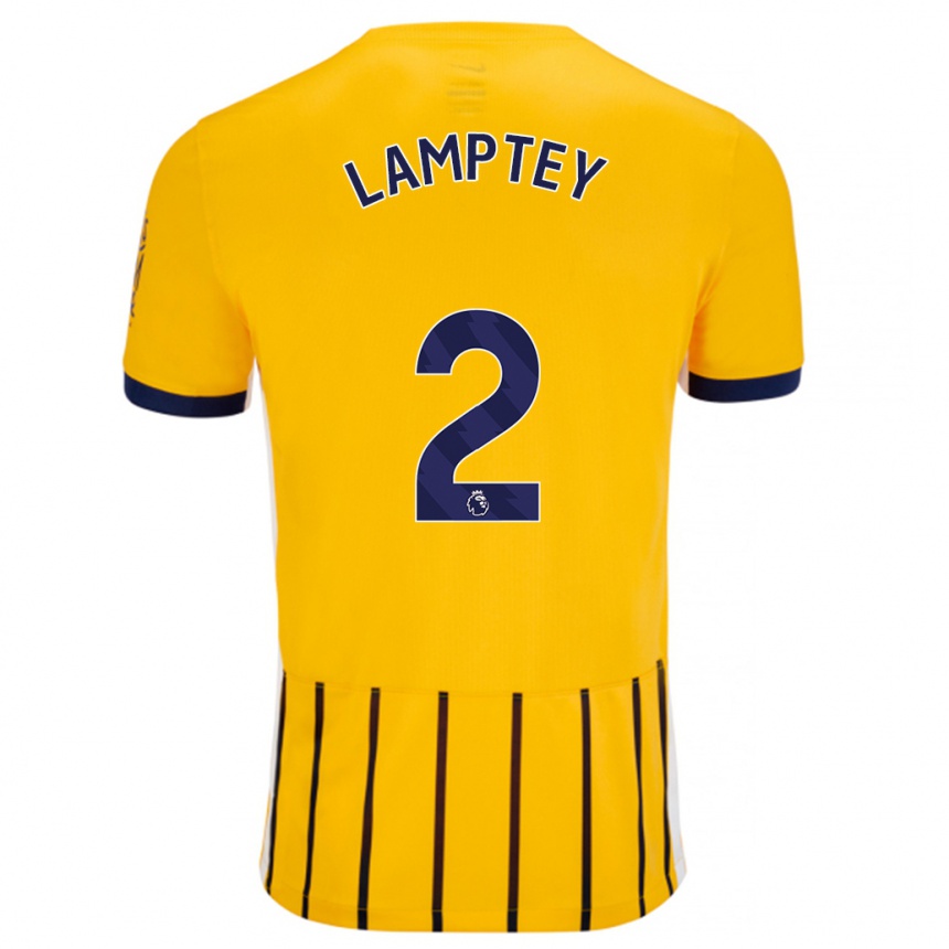 Niño Fútbol Camiseta Tariq Lamptey #2 Dorado Azul Rayas 2ª Equipación 2024/25 Argentina