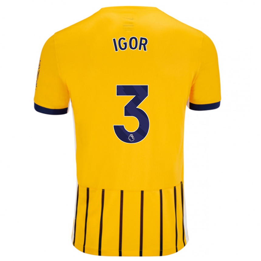 Niño Fútbol Camiseta Igor #3 Dorado Azul Rayas 2ª Equipación 2024/25 Argentina