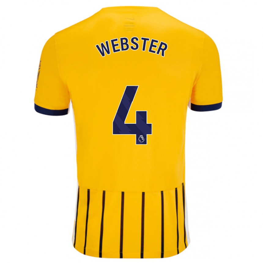 Niño Fútbol Camiseta Adam Webster #4 Dorado Azul Rayas 2ª Equipación 2024/25 Argentina