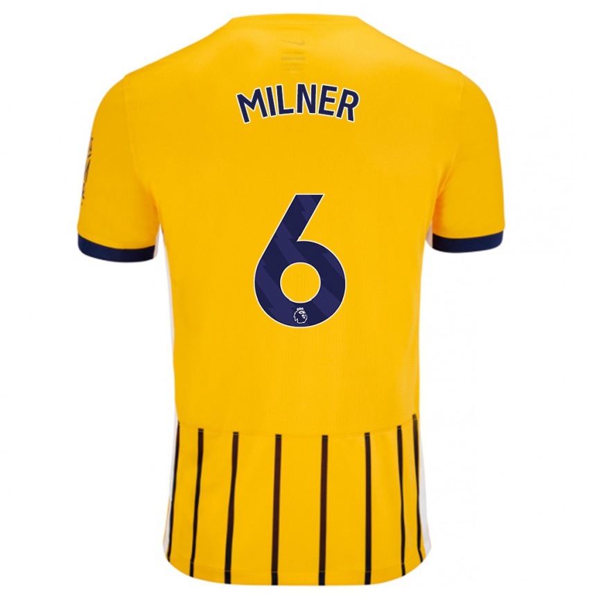 Niño Fútbol Camiseta James Milner #6 Dorado Azul Rayas 2ª Equipación 2024/25 Argentina