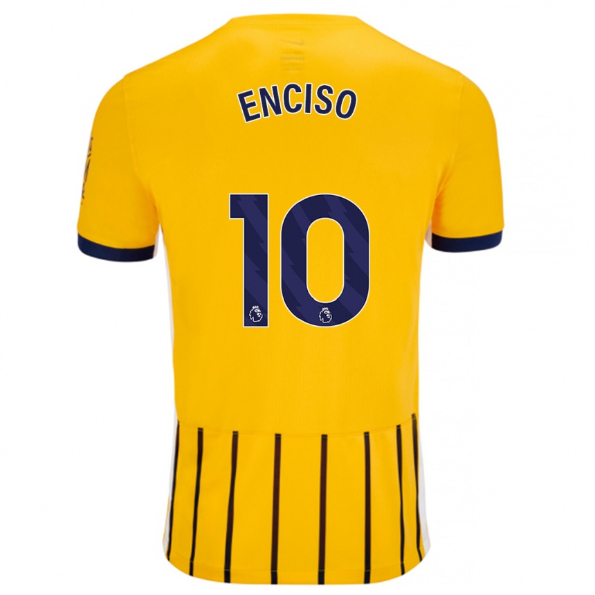 Niño Fútbol Camiseta Julio Enciso #10 Dorado Azul Rayas 2ª Equipación 2024/25 Argentina