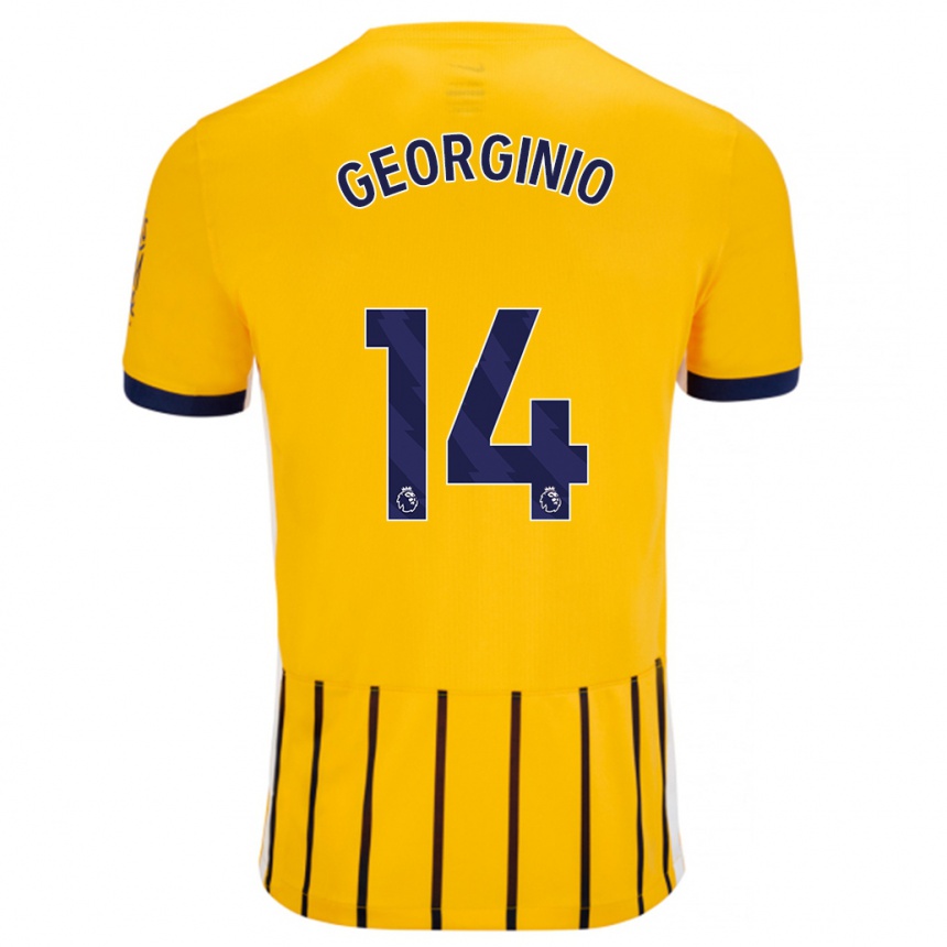 Niño Fútbol Camiseta Georginio Rutter #14 Dorado Azul Rayas 2ª Equipación 2024/25 Argentina