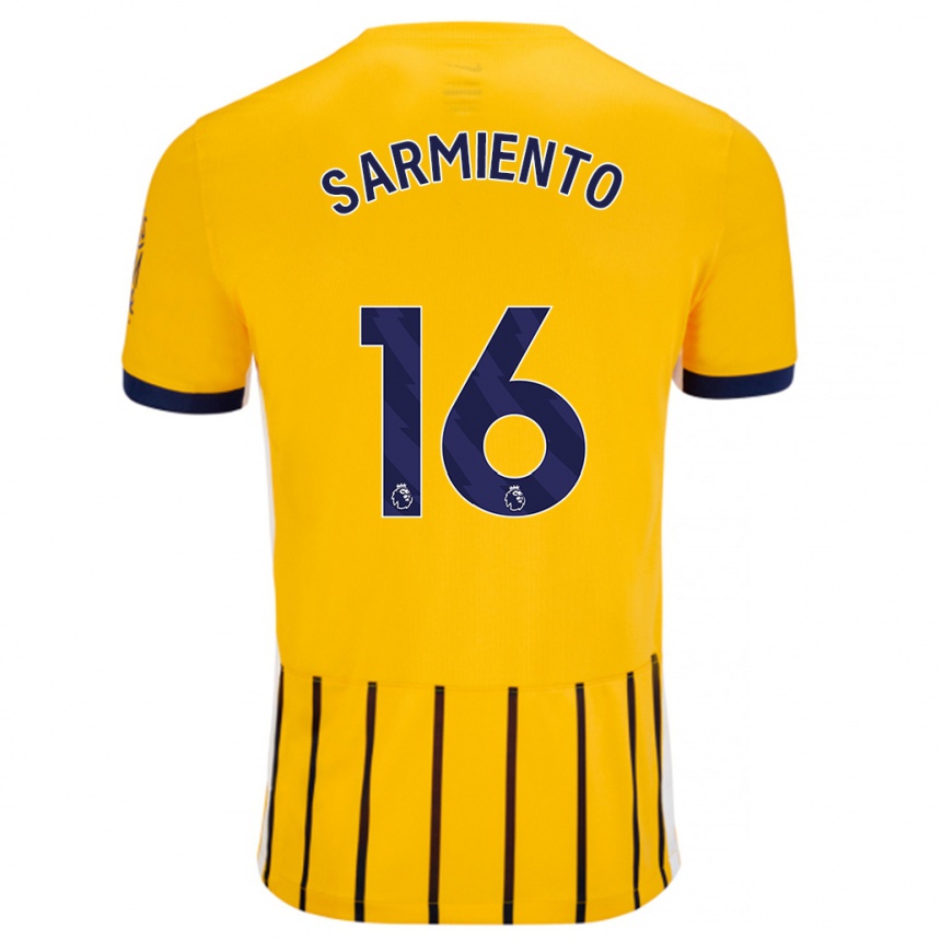 Niño Fútbol Camiseta Jeremy Sarmiento #16 Dorado Azul Rayas 2ª Equipación 2024/25 Argentina