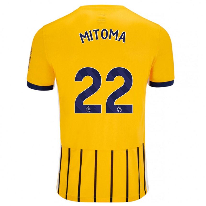 Niño Fútbol Camiseta Kaoru Mitoma #22 Dorado Azul Rayas 2ª Equipación 2024/25 Argentina