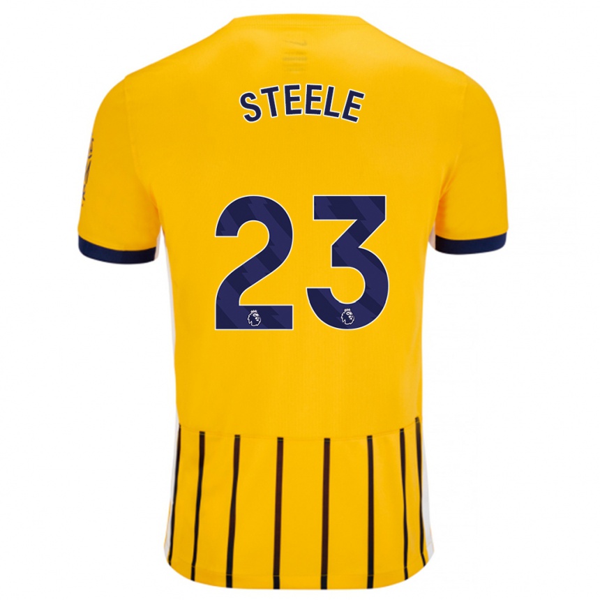 Niño Fútbol Camiseta Jason Steele #23 Dorado Azul Rayas 2ª Equipación 2024/25 Argentina