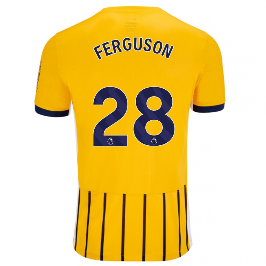 Niño Fútbol Camiseta Evan Ferguson #28 Dorado Azul Rayas 2ª Equipación 2024/25 Argentina