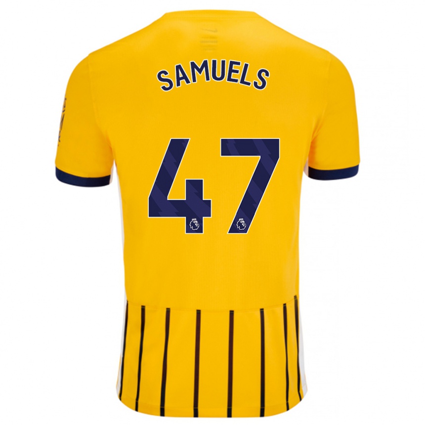 Niño Fútbol Camiseta Imari Samuels #47 Dorado Azul Rayas 2ª Equipación 2024/25 Argentina