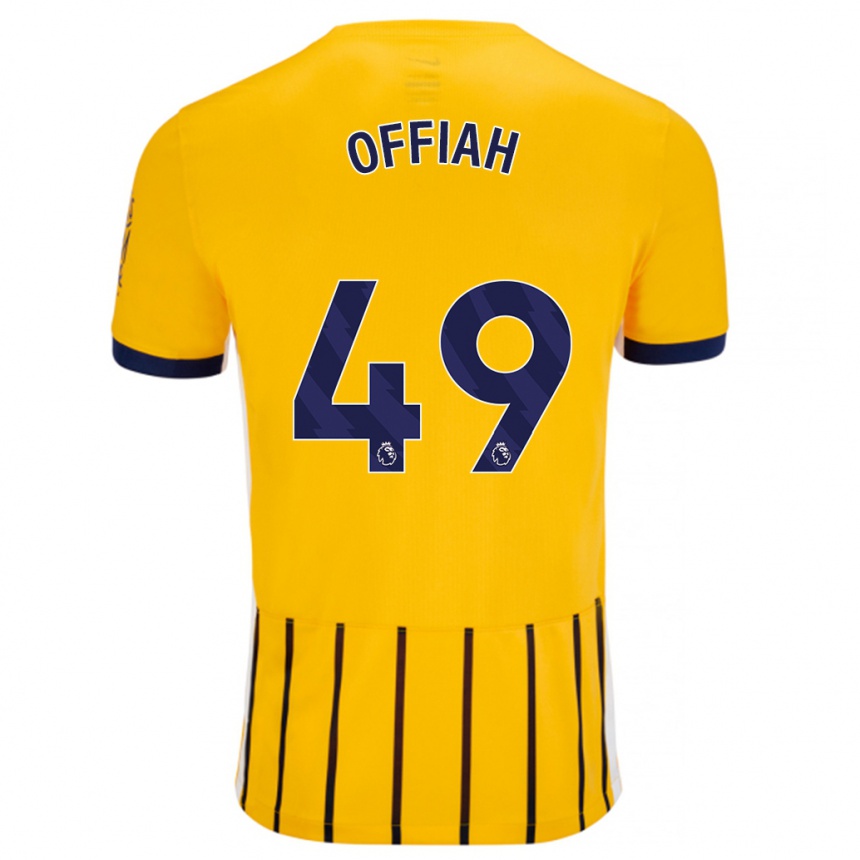 Niño Fútbol Camiseta Odel Offiah #49 Dorado Azul Rayas 2ª Equipación 2024/25 Argentina