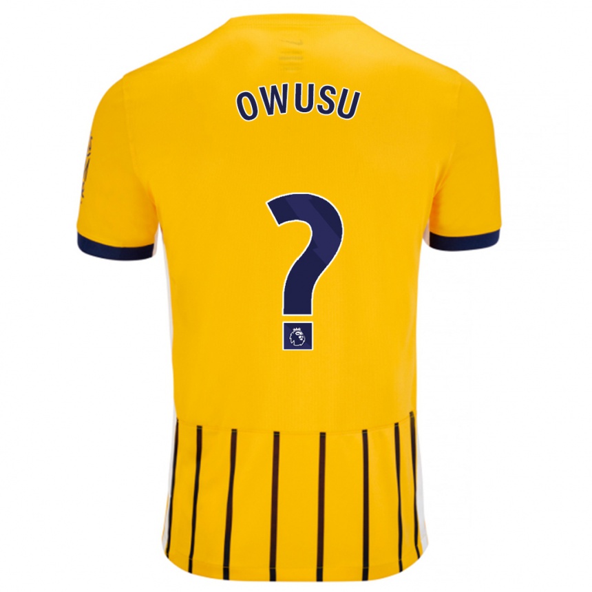 Niño Fútbol Camiseta Yussif Owusu #0 Dorado Azul Rayas 2ª Equipación 2024/25 Argentina