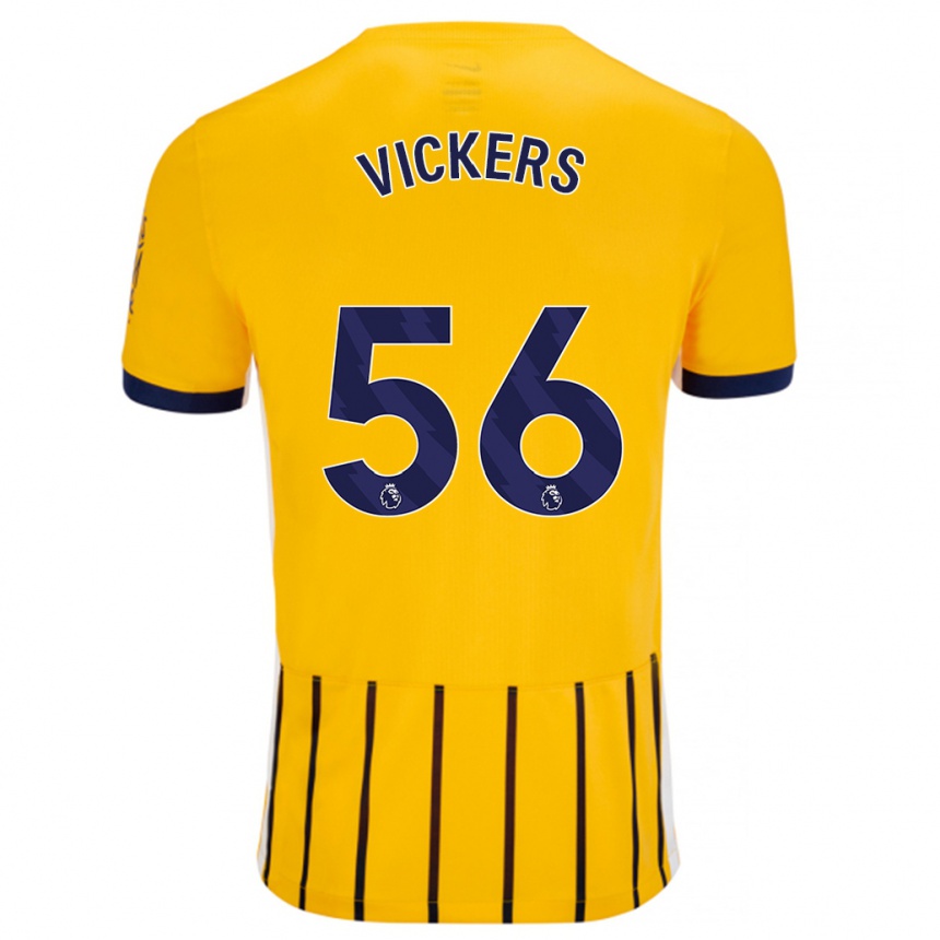 Niño Fútbol Camiseta Caylan Vickers #56 Dorado Azul Rayas 2ª Equipación 2024/25 Argentina