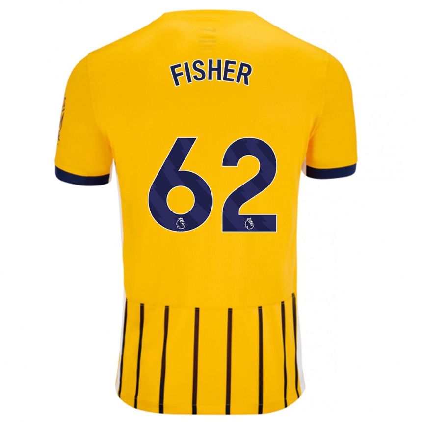 Niño Fútbol Camiseta Hugo Fisher #62 Dorado Azul Rayas 2ª Equipación 2024/25 Argentina