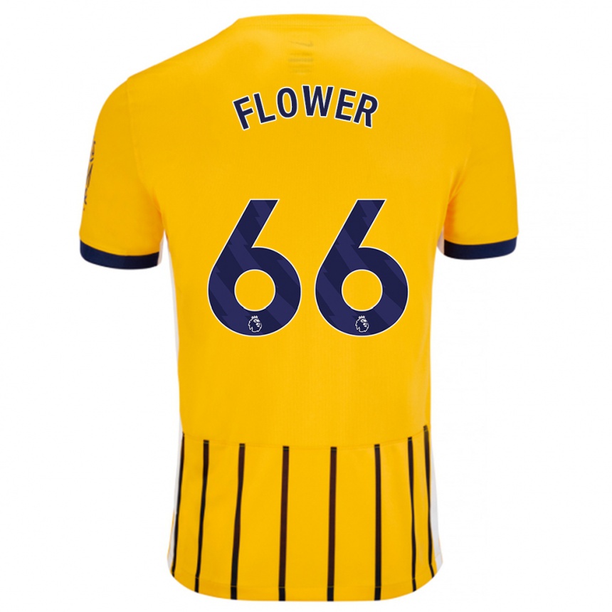 Niño Fútbol Camiseta Louis Flower #66 Dorado Azul Rayas 2ª Equipación 2024/25 Argentina