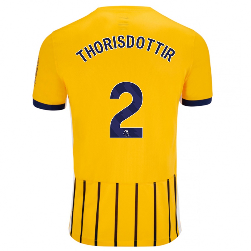 Niño Fútbol Camiseta Maria Thorisdottir #2 Dorado Azul Rayas 2ª Equipación 2024/25 Argentina