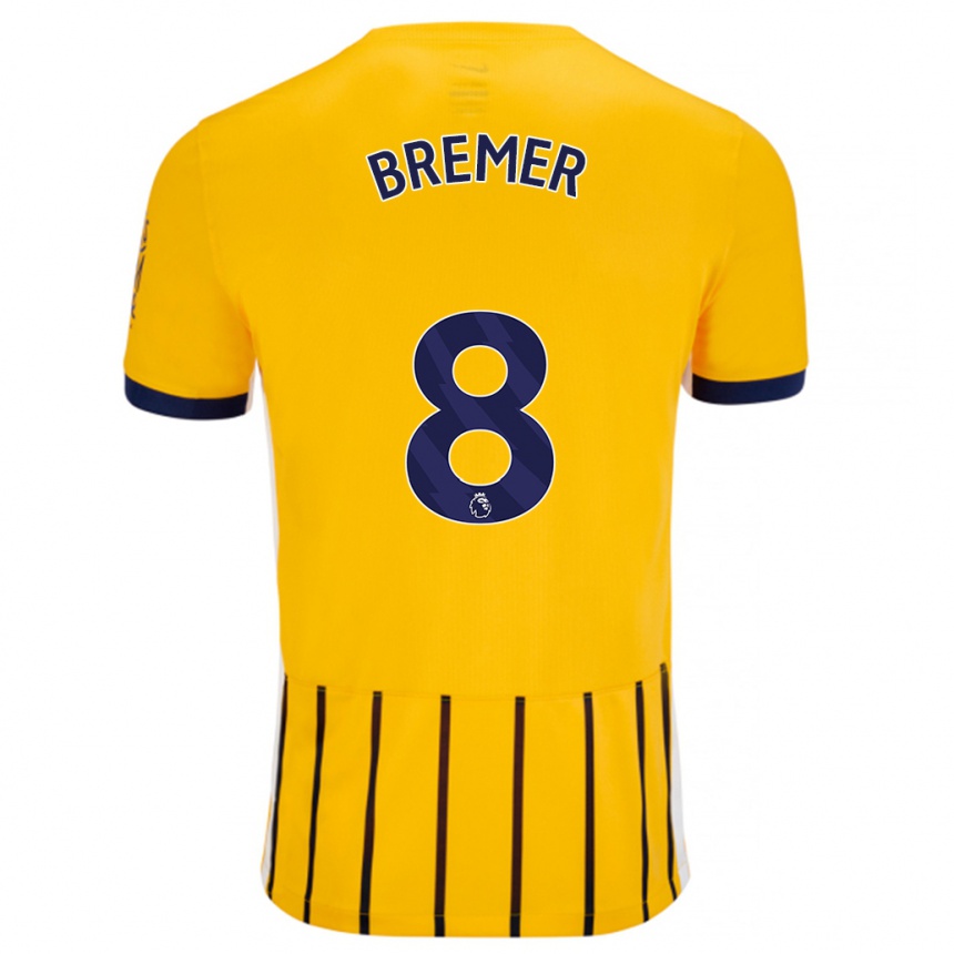 Niño Fútbol Camiseta Pauline Bremer #8 Dorado Azul Rayas 2ª Equipación 2024/25 Argentina