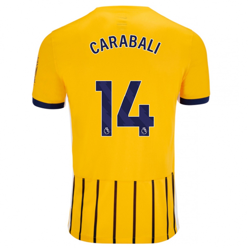 Niño Fútbol Camiseta Jorelyn Andrea Carabalí Martínez #14 Dorado Azul Rayas 2ª Equipación 2024/25 Argentina