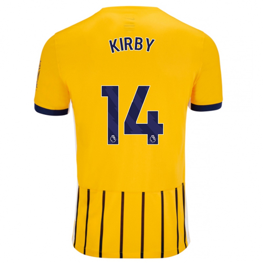 Niño Fútbol Camiseta Fran Kirby #14 Dorado Azul Rayas 2ª Equipación 2024/25 Argentina