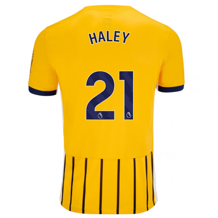 Niño Fútbol Camiseta Madison Haley #21 Dorado Azul Rayas 2ª Equipación 2024/25 Argentina