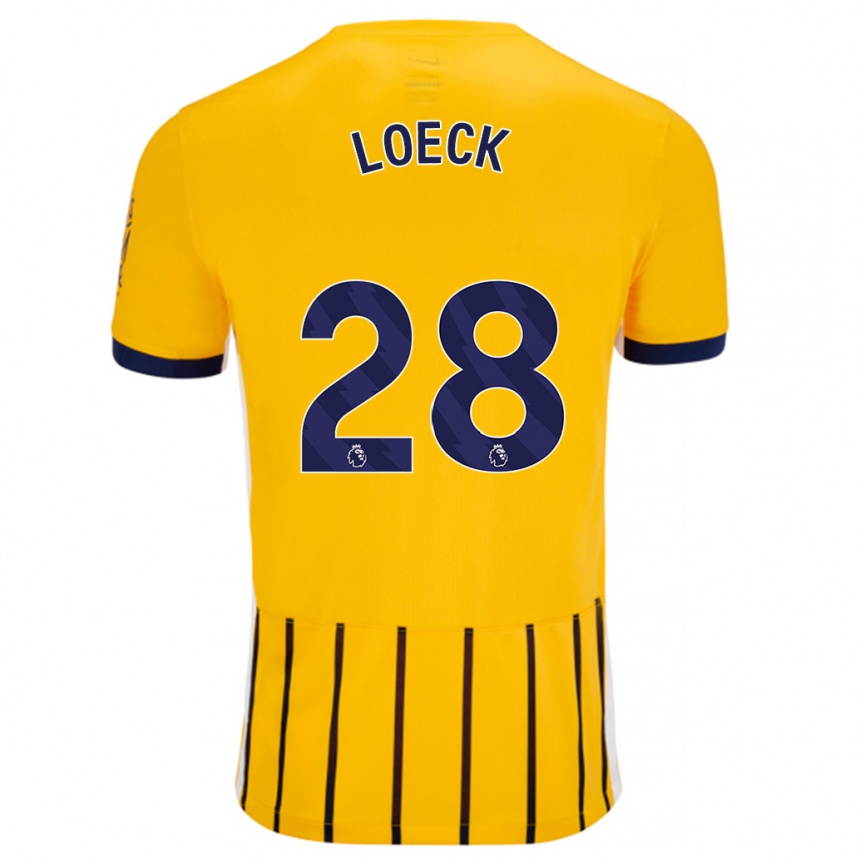 Niño Fútbol Camiseta Melina Loeck #28 Dorado Azul Rayas 2ª Equipación 2024/25 Argentina