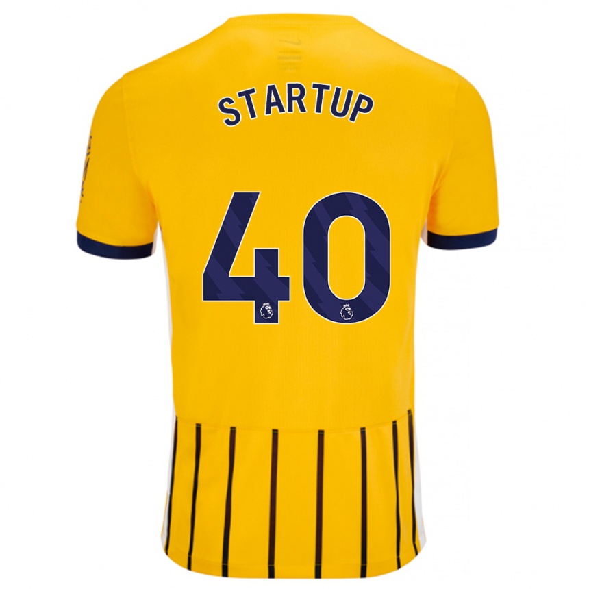 Niño Fútbol Camiseta Katie Startup #40 Dorado Azul Rayas 2ª Equipación 2024/25 Argentina