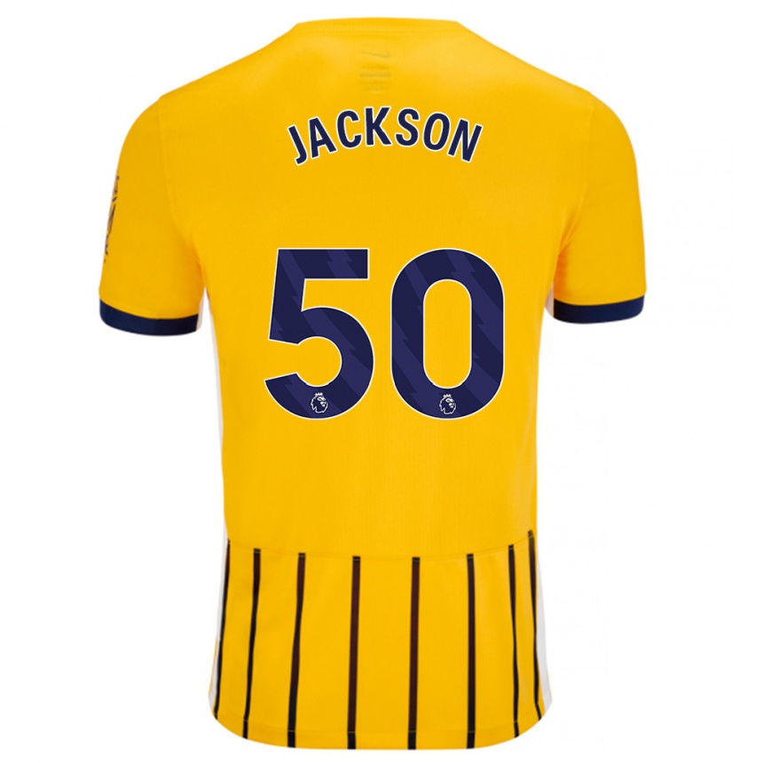 Niño Fútbol Camiseta Ben Jackson #50 Dorado Azul Rayas 2ª Equipación 2024/25 Argentina