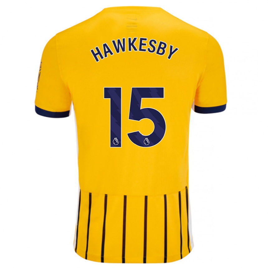 Niño Fútbol Camiseta Mackenzie Hawkesby #15 Dorado Azul Rayas 2ª Equipación 2024/25 Argentina