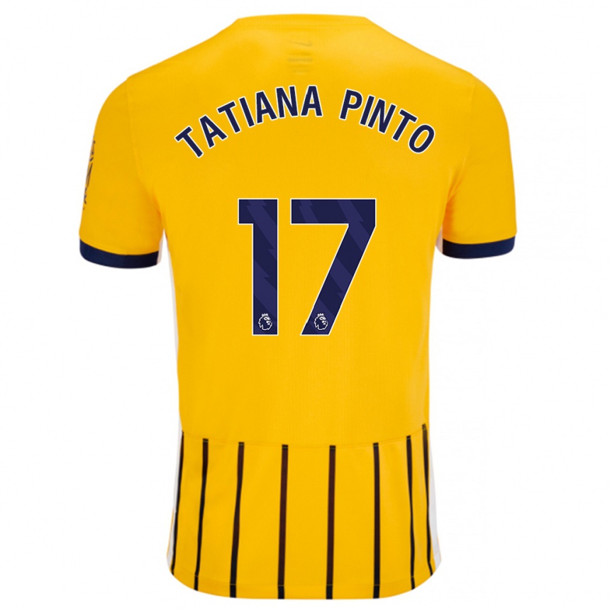 Niño Fútbol Camiseta Tatiana Vanessa Ferreira Pinto #17 Dorado Azul Rayas 2ª Equipación 2024/25 Argentina