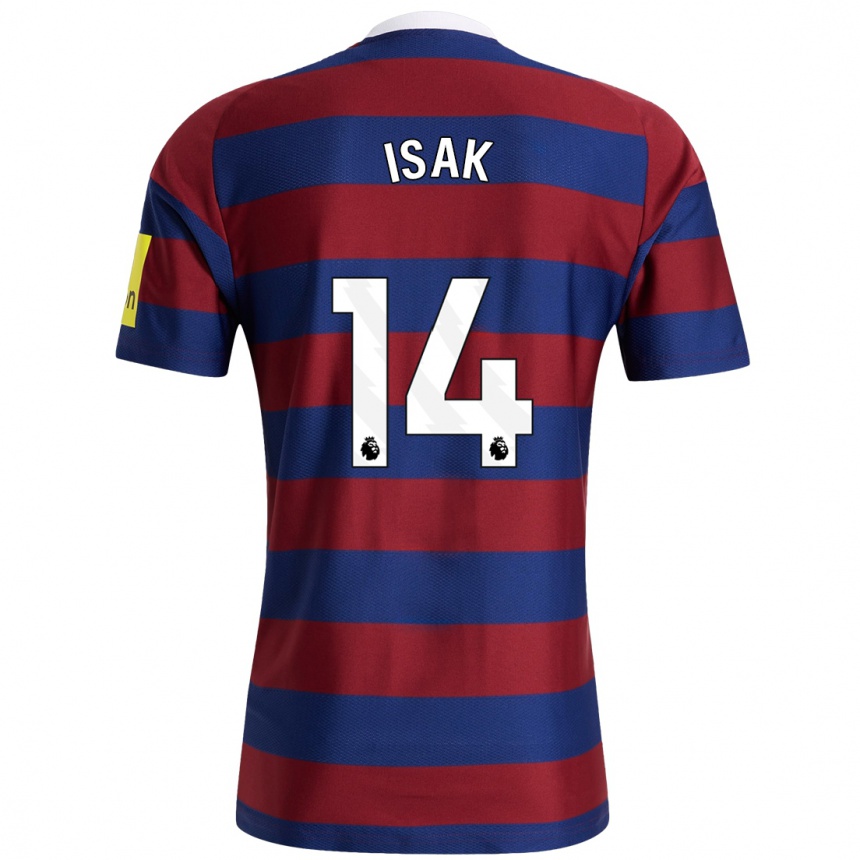 Niño Fútbol Camiseta Alexander Isak #14 Burdeos Azul Marino 2ª Equipación 2024/25 Argentina