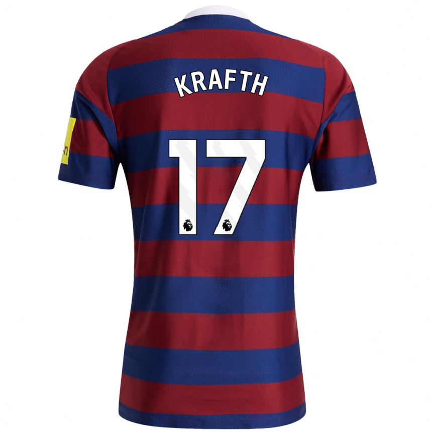 Niño Fútbol Camiseta Emil Krafth #17 Burdeos Azul Marino 2ª Equipación 2024/25 Argentina