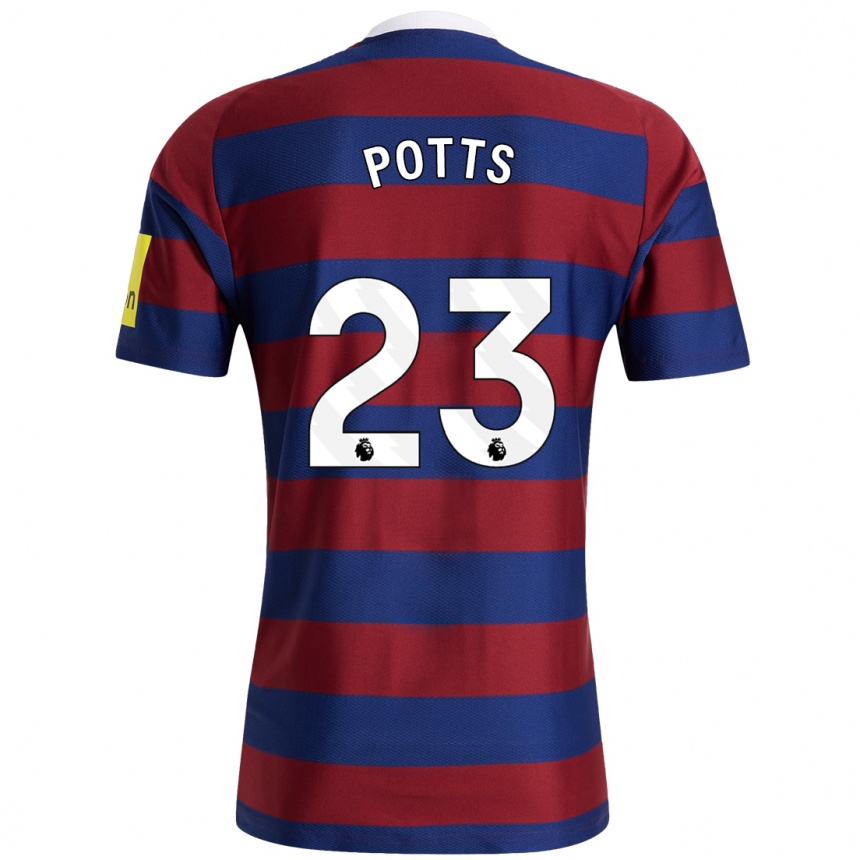 Niño Fútbol Camiseta Charlotte Potts #23 Burdeos Azul Marino 2ª Equipación 2024/25 Argentina