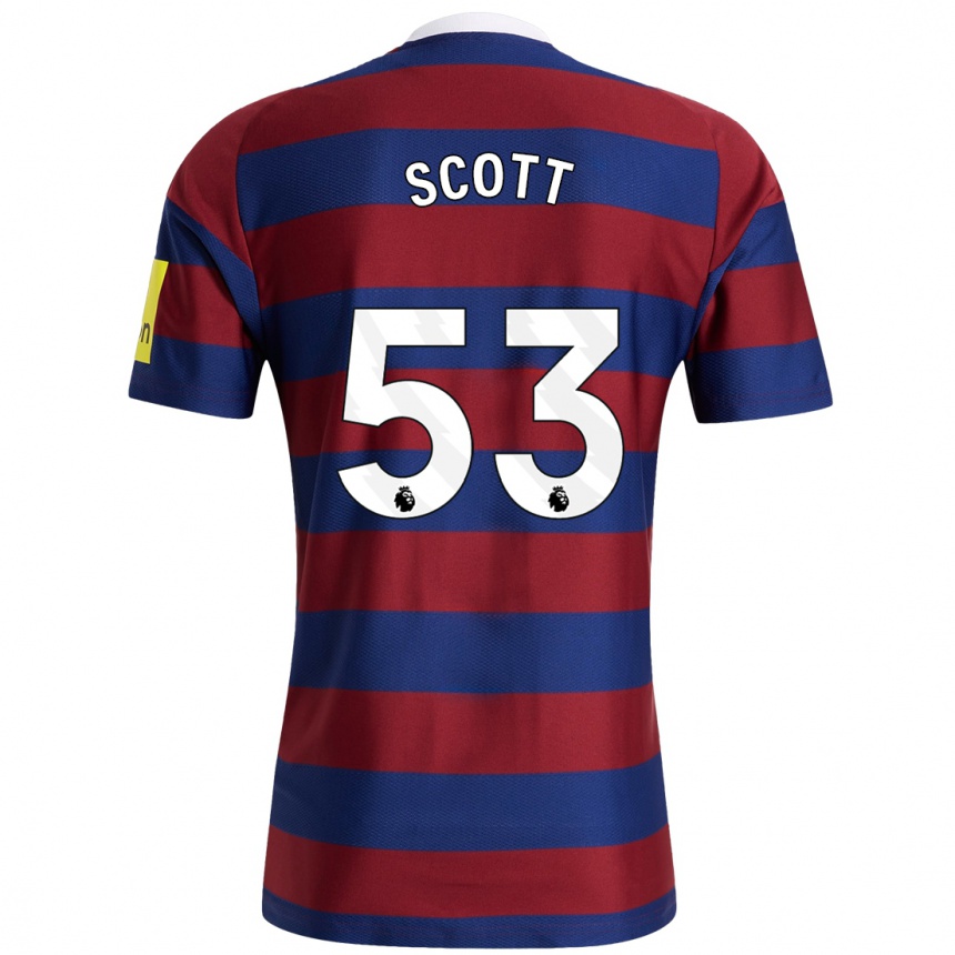 Niño Fútbol Camiseta Joshua Scott #53 Burdeos Azul Marino 2ª Equipación 2024/25 Argentina