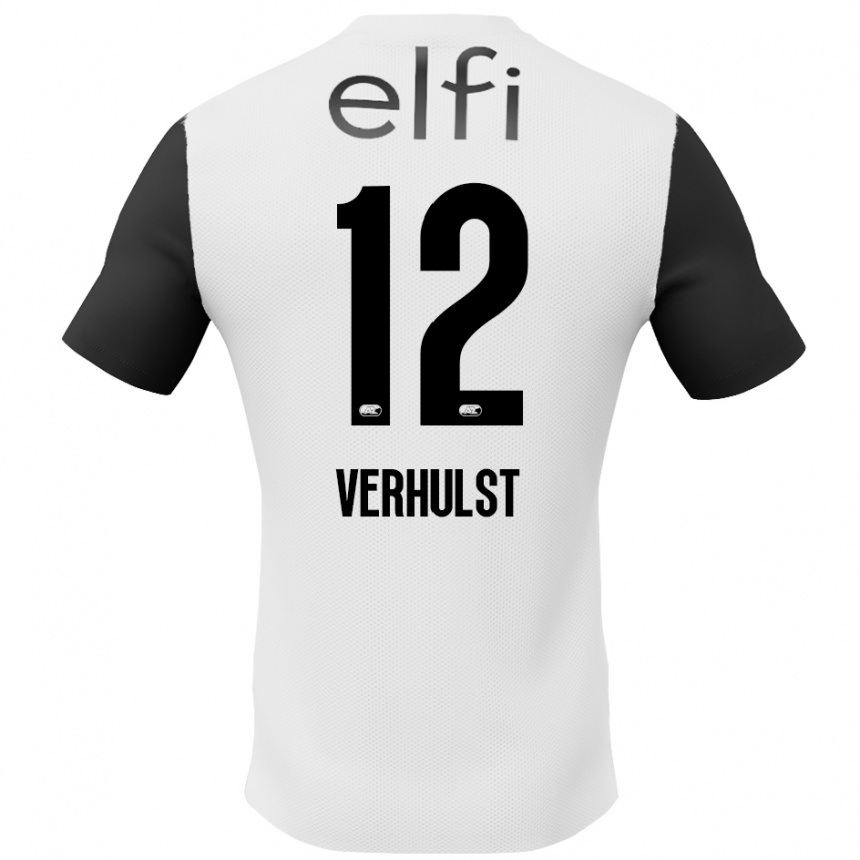 Niño Fútbol Camiseta Hobie Verhulst #12 Blanco Negro 2ª Equipación 2024/25 Argentina