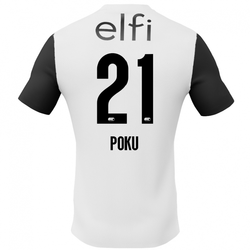 Niño Fútbol Camiseta Ernest Poku #21 Blanco Negro 2ª Equipación 2024/25 Argentina