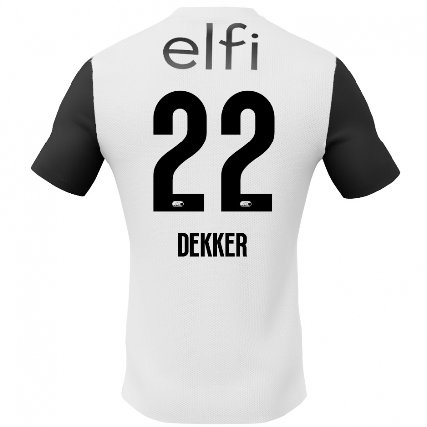 Niño Fútbol Camiseta Maxim Dekker #22 Blanco Negro 2ª Equipación 2024/25 Argentina