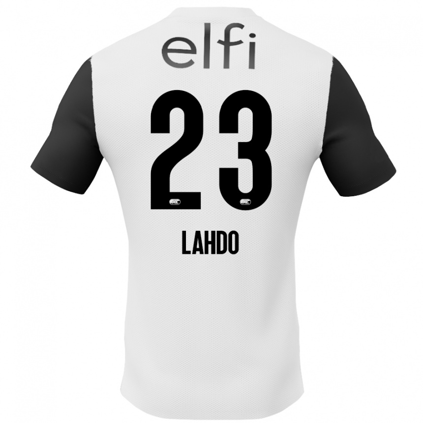 Niño Fútbol Camiseta Mayckel Lahdo #23 Blanco Negro 2ª Equipación 2024/25 Argentina