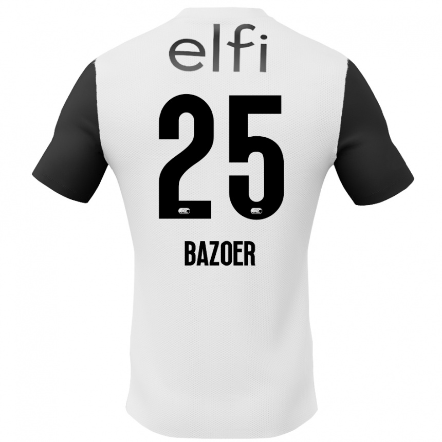 Niño Fútbol Camiseta Riechedly Bazoer #25 Blanco Negro 2ª Equipación 2024/25 Argentina