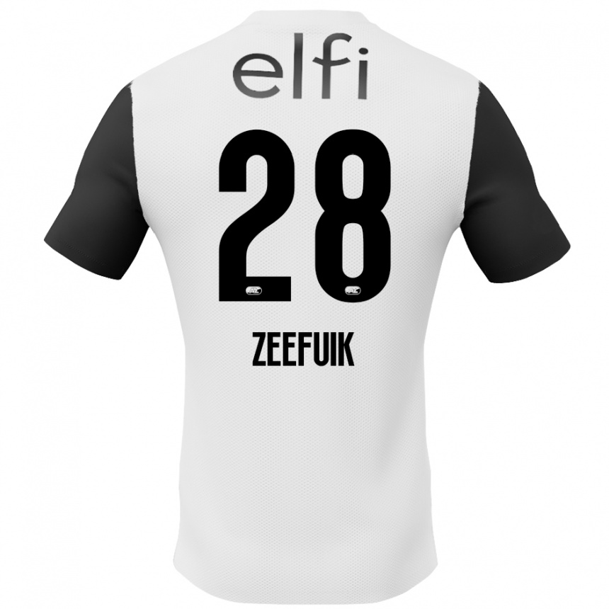 Niño Fútbol Camiseta Lequincio Zeefuik #28 Blanco Negro 2ª Equipación 2024/25 Argentina