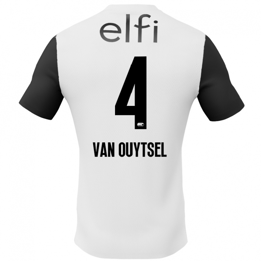 Niño Fútbol Camiseta Kevin Van Ouytsel #4 Blanco Negro 2ª Equipación 2024/25 Argentina