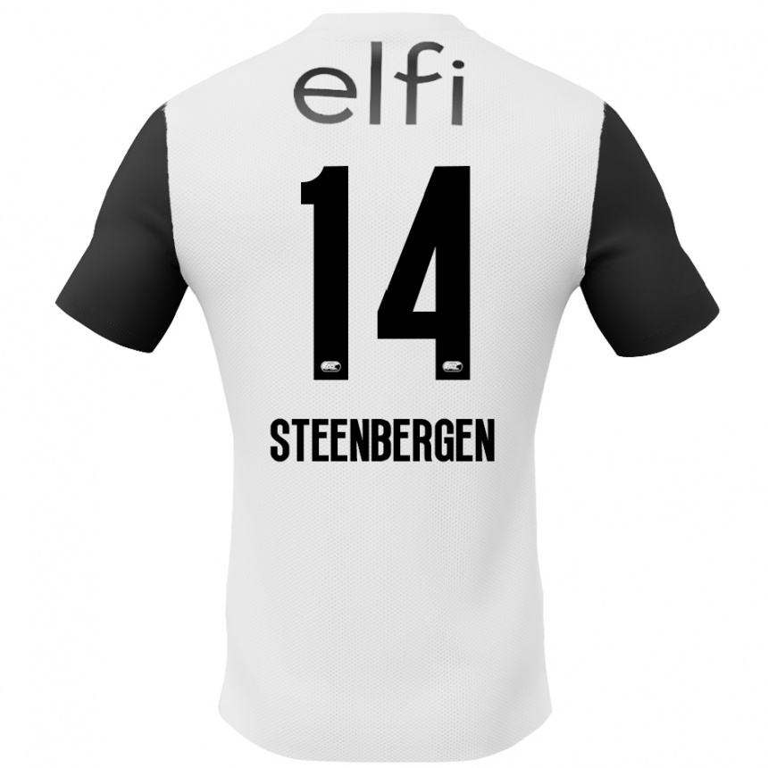 Niño Fútbol Camiseta Thom Steenbergen #14 Blanco Negro 2ª Equipación 2024/25 Argentina