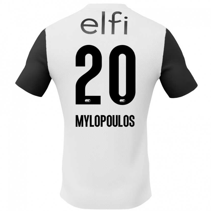 Niño Fútbol Camiseta Marios Mylopoulos #20 Blanco Negro 2ª Equipación 2024/25 Argentina