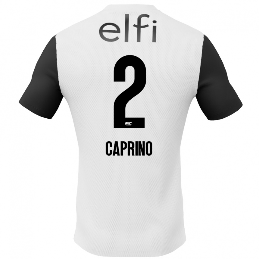 Niño Fútbol Camiseta Ginia Caprino #2 Blanco Negro 2ª Equipación 2024/25 Argentina