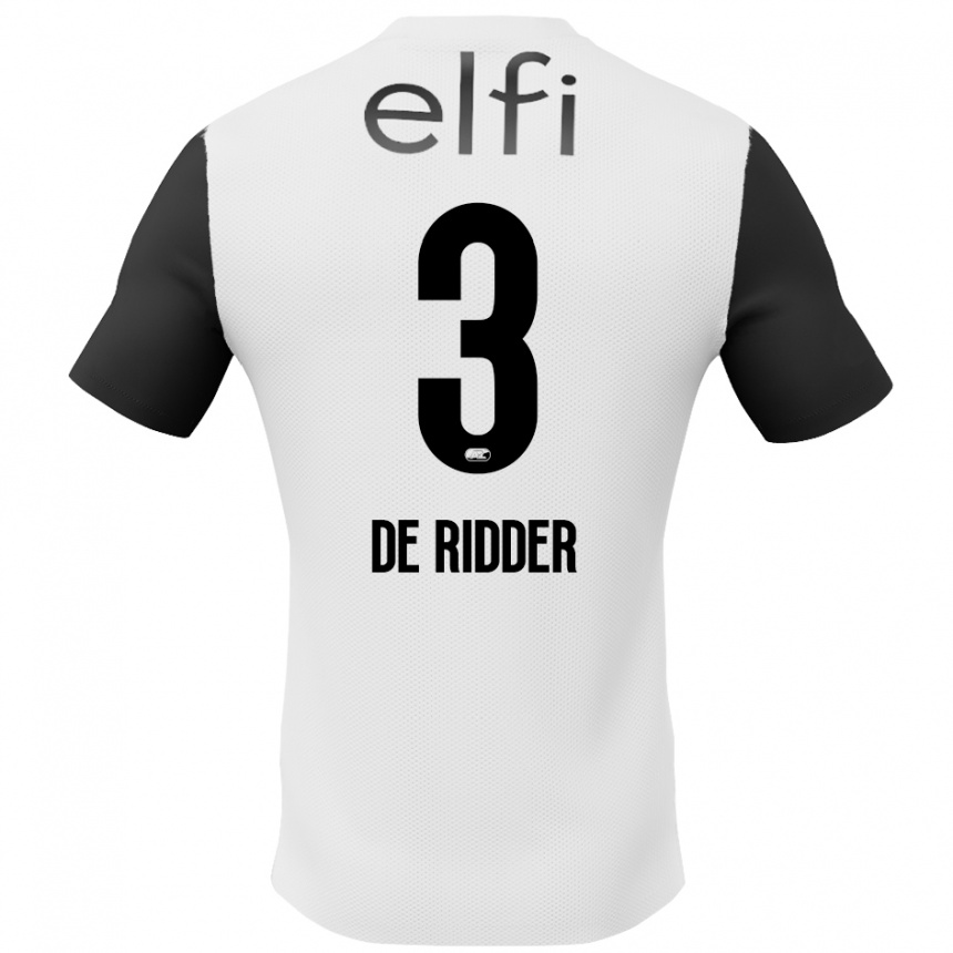 Niño Fútbol Camiseta Djoeke De Ridder #3 Blanco Negro 2ª Equipación 2024/25 Argentina