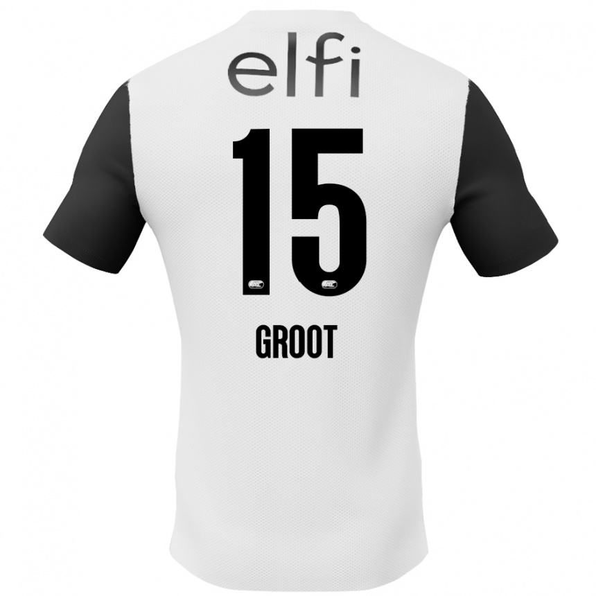 Niño Fútbol Camiseta Pleun Groot #15 Blanco Negro 2ª Equipación 2024/25 Argentina