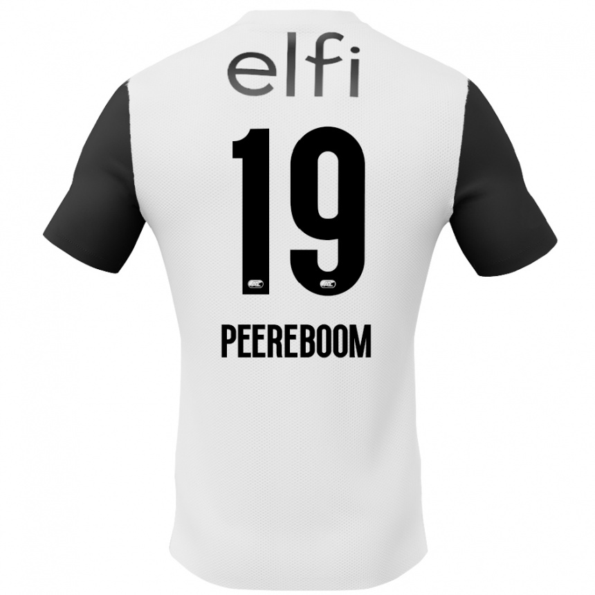 Niño Fútbol Camiseta Sanne Peereboom #19 Blanco Negro 2ª Equipación 2024/25 Argentina