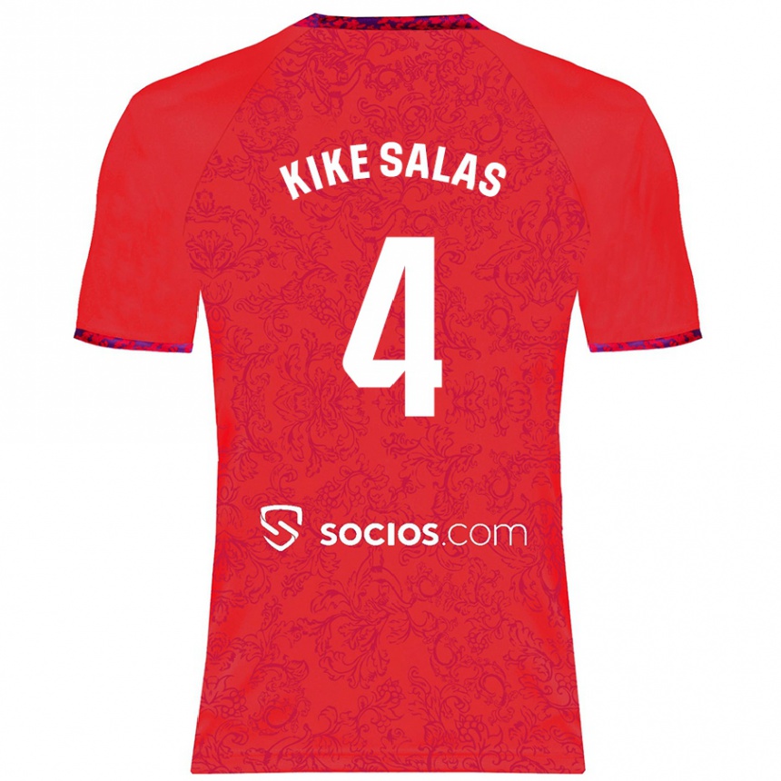 Niño Fútbol Camiseta Kike Salas #4 Rojo 2ª Equipación 2024/25 Argentina