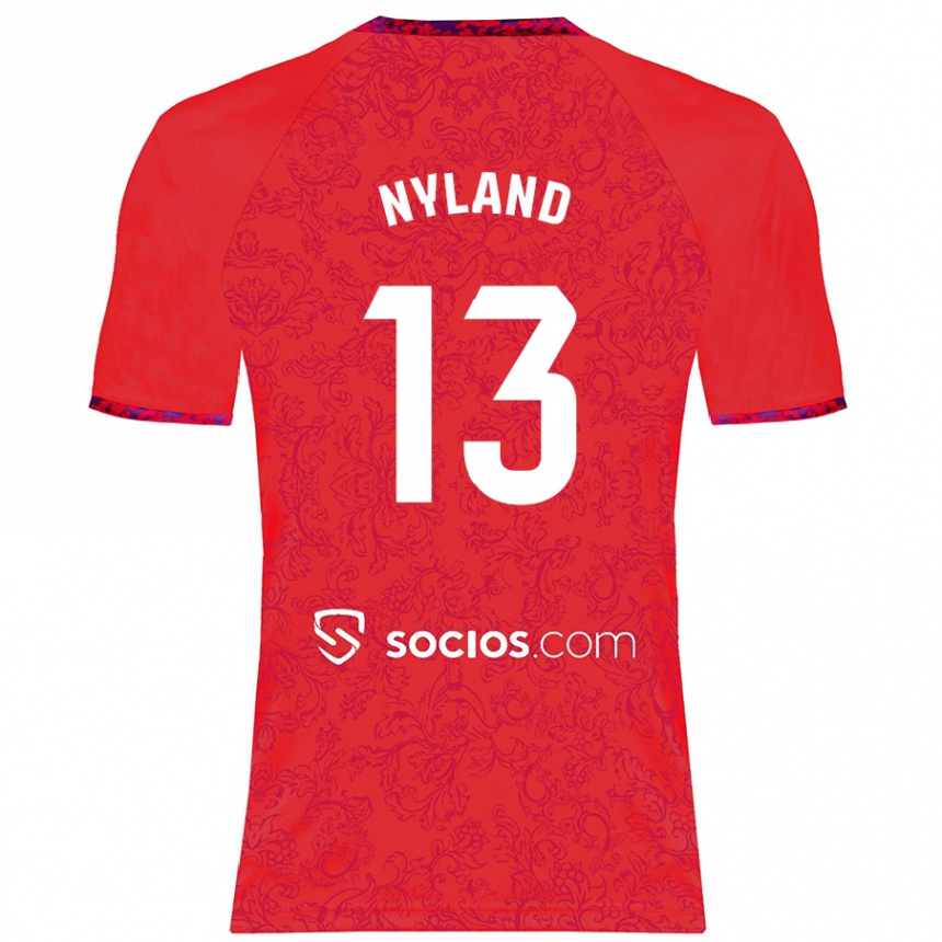 Niño Fútbol Camiseta Ørjan Nyland #13 Rojo 2ª Equipación 2024/25 Argentina