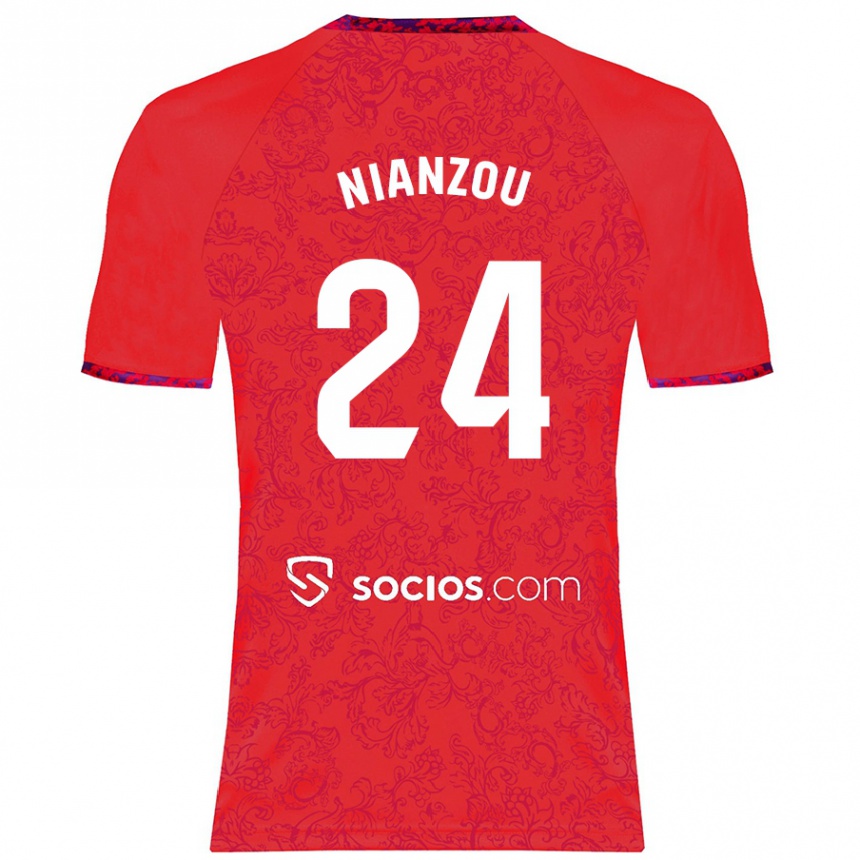 Niño Fútbol Camiseta Tanguy Nianzou #24 Rojo 2ª Equipación 2024/25 Argentina