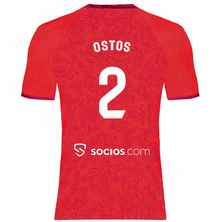 Niño Fútbol Camiseta Fran Ostos #2 Rojo 2ª Equipación 2024/25 Argentina