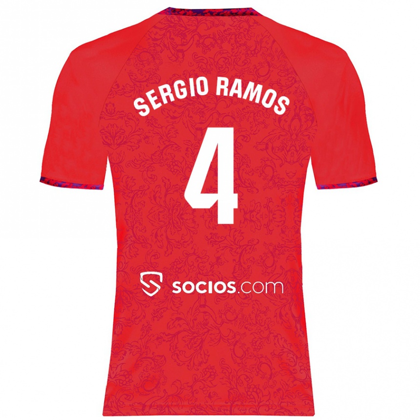 Niño Fútbol Camiseta Sergio Ramos #4 Rojo 2ª Equipación 2024/25 Argentina