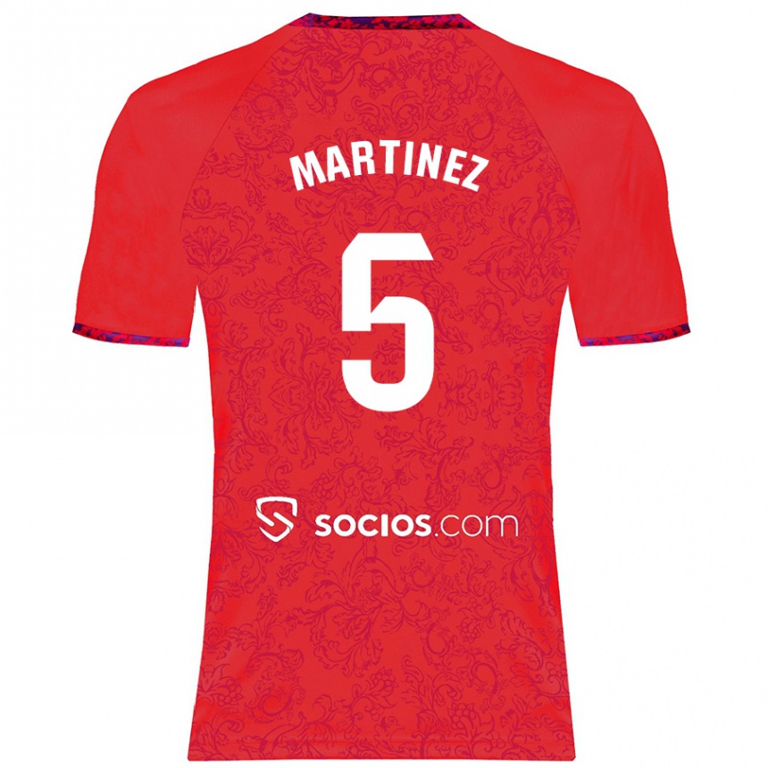 Niño Fútbol Camiseta Sergio Martínez #5 Rojo 2ª Equipación 2024/25 Argentina